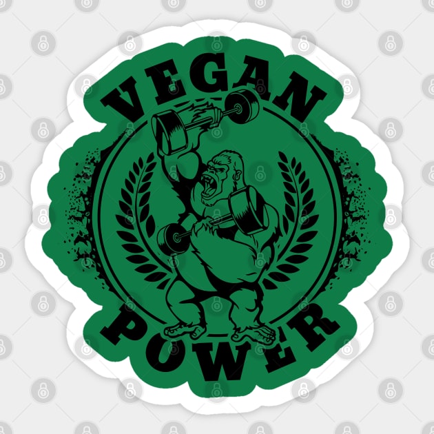 Vegan Power Gorilla Sticker by RadStar